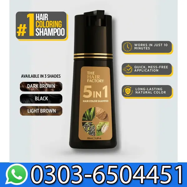 5 IN 1 HAIR COLOR SHAMPOO WITH KERATIN, OLIVE OIL & VITAMIN E
