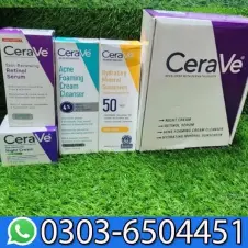 CeraVe 4 in 1 Skincare Bundle Night Cream Serum Sunblock Cleanser In Pakistan